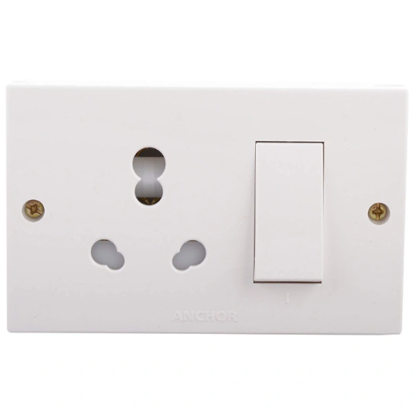 ANCHOR PW Combine Box Socket 10/20 Amp & Switch 20 Amp with Junction Box Polycarbonate (White) - WHITE, NA